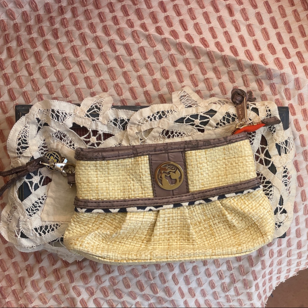 Spartina 449 Yellow and Brown Woven Clutch